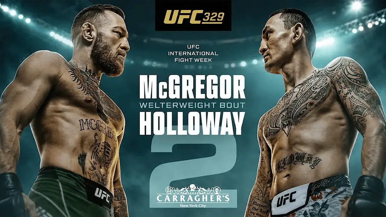 Two fighters facing each other in a live event preview